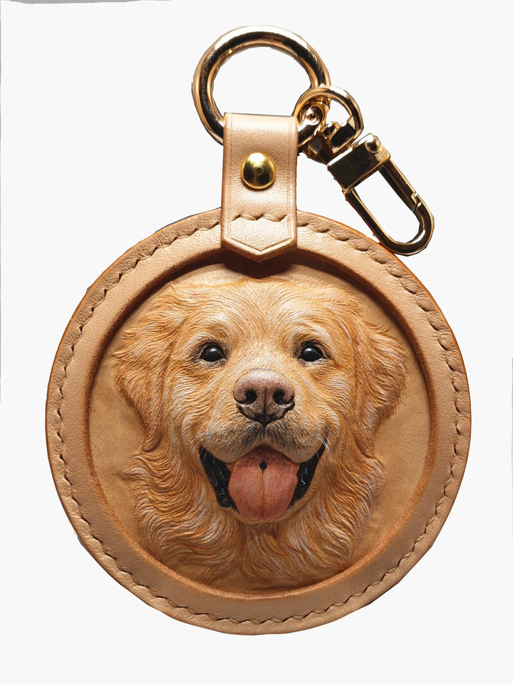 Handcrafted 3D Leather Carved Pet Keychains