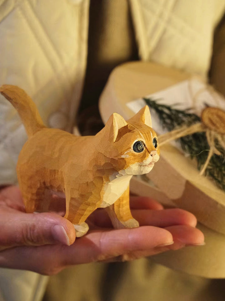 Custom Handmade Realistic-Style Wood Carved Pet