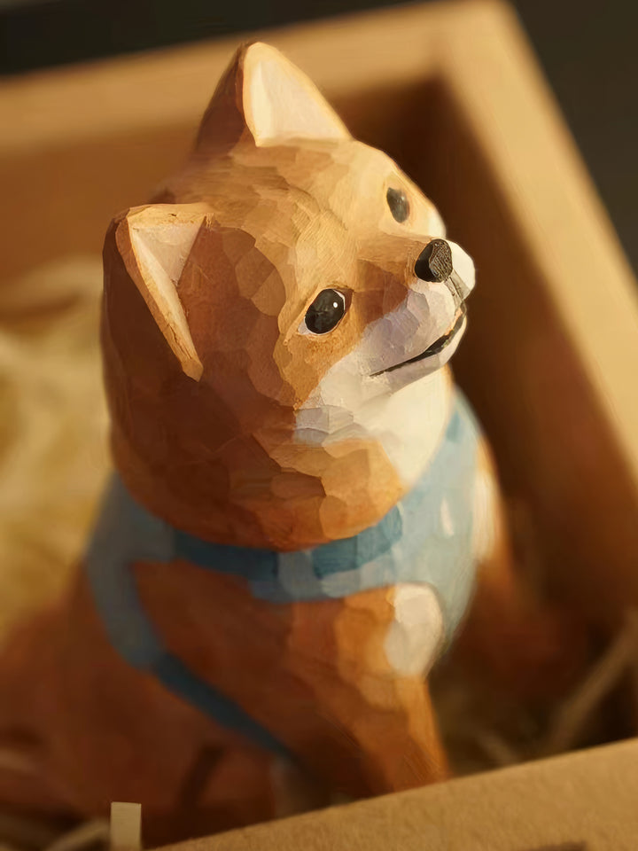 Custom Handmade Realistic-Style Wood Carved Pet