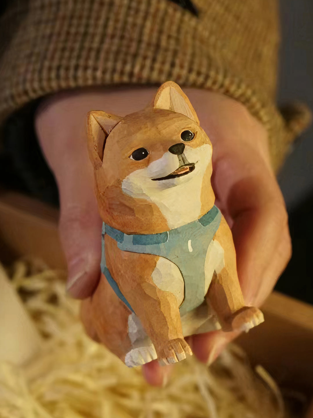 Custom Handmade Realistic-Style Wood Carved Pet