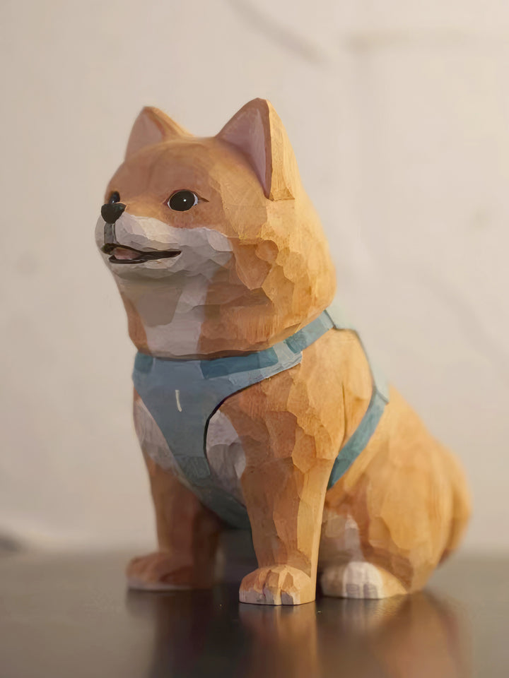 Custom Handmade Realistic-Style Wood Carved Pet