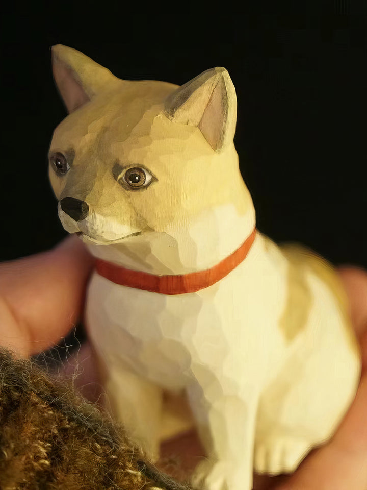 Custom Handmade Realistic-Style Wood Carved Pet