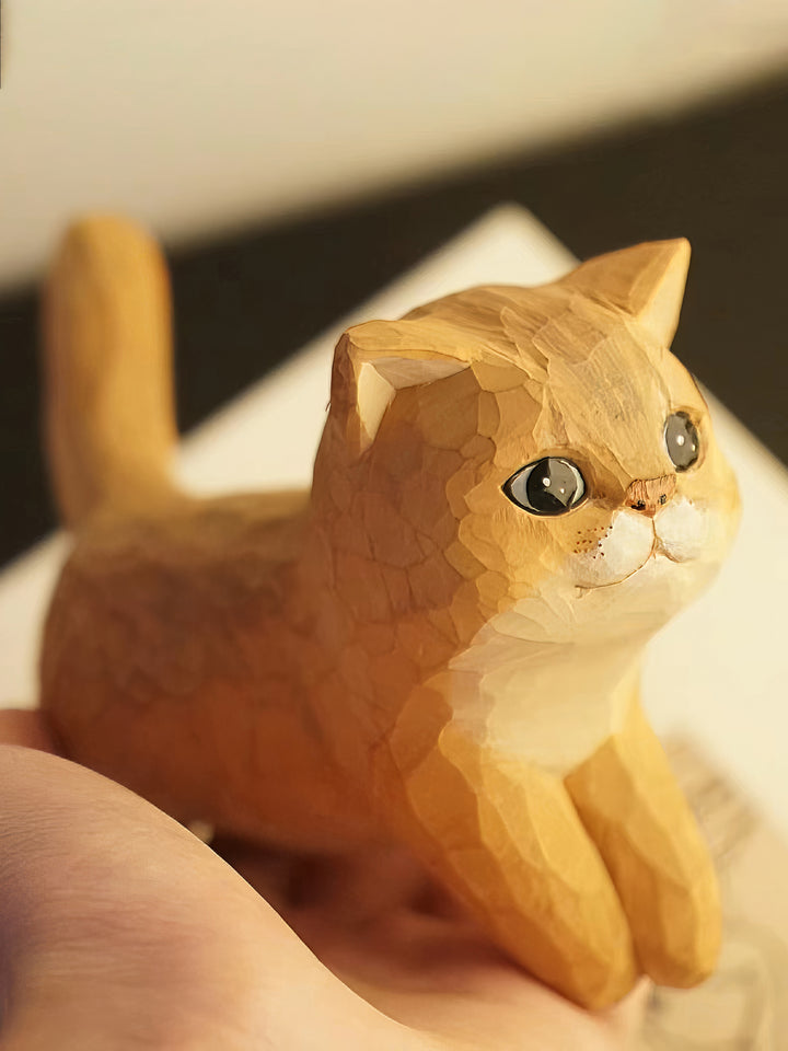 Custom Handmade Realistic-Style Wood Carved Pet