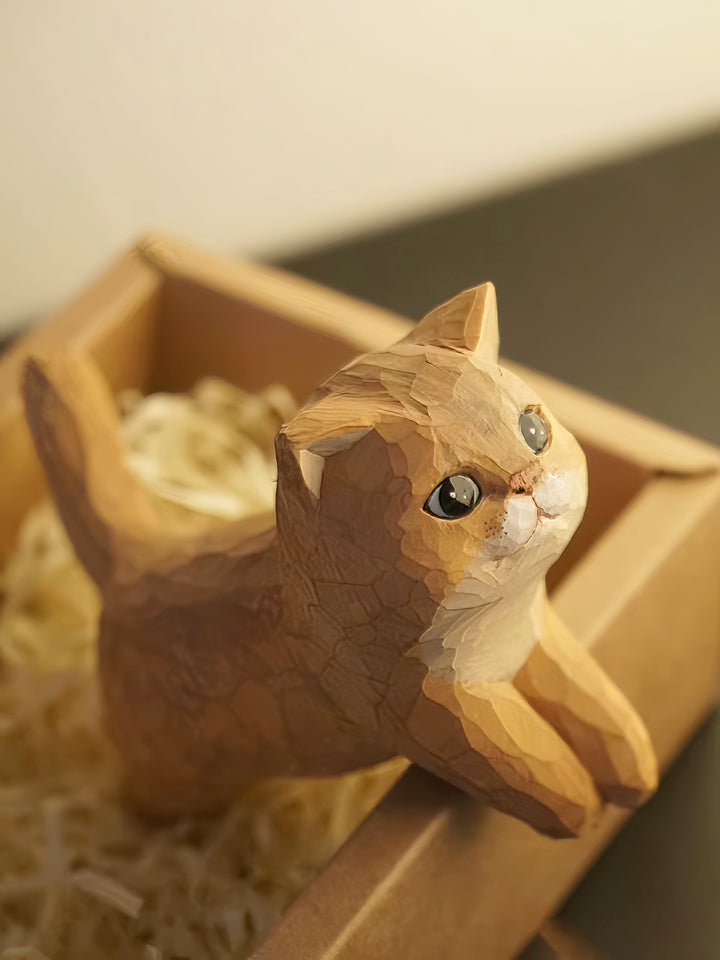 Custom Handmade Realistic-Style Wood Carved Pet